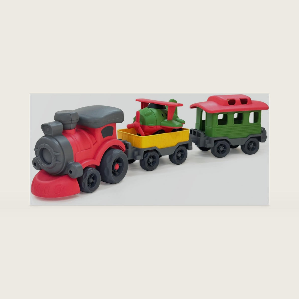 Christmas Toy Train Set for Toddlers 3-5,Locomotive with Airplane Wagon