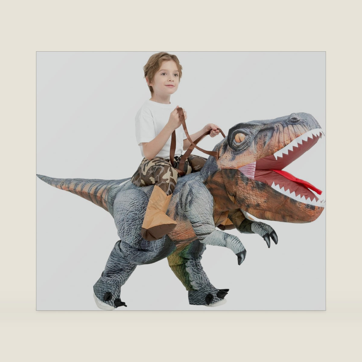 One Casa Inflatable Dinosaur Costume for Kids,Blow Up Halloween T Rex Suit