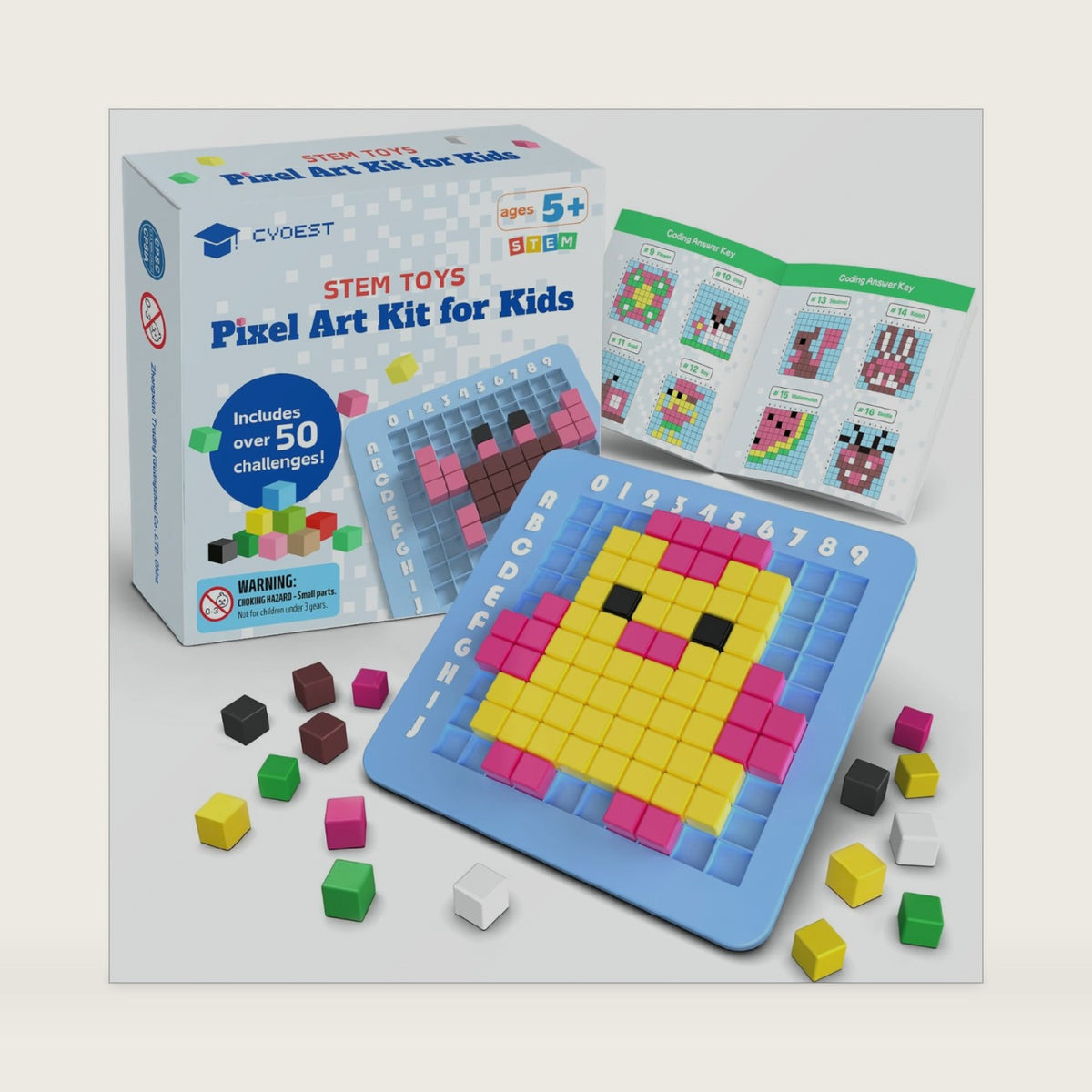 STEM Toys Pixel Art Kit for Kids - Arts and Crafts Gift for Boys & Girls 5+