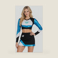 Women Maddy Cheerleader Costume 2 Pieces Top Skirt Sets Cosplay Cheer Outfit Halloween Cheerleading Party Blue