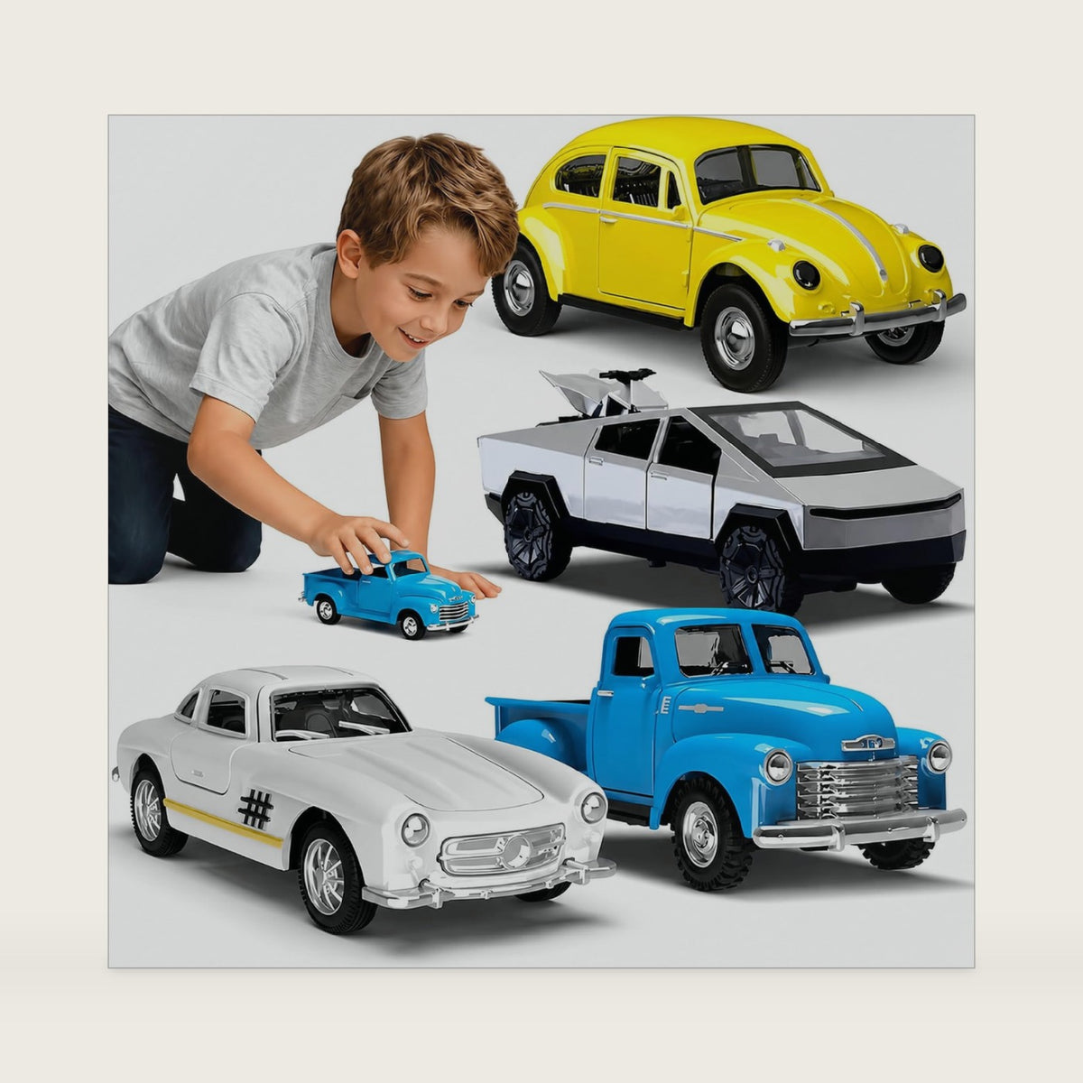 1:32 Die Cast Pull Back Truck Toys for Kids, Alloy Toy Cars with Openable Doors, Road Signs & Map Playset, Birthday Gift for Boys Girls Ages 3-8