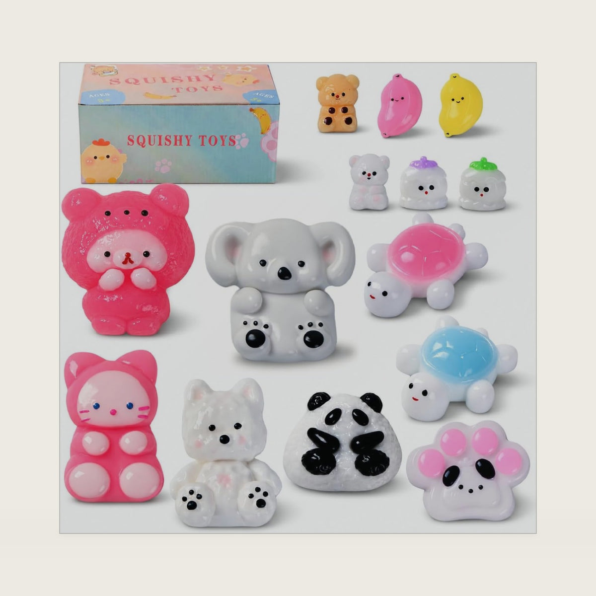 Taba Squishy Toys 16 Pack Mochi Stress Relief Fidget for Kids