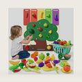 Color Sorting Play Food Set with Cutting Fruits&Felt Tree Mat