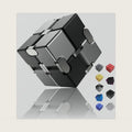 Infinity Cube Fidget Toy, Aluminum Alloy, Pocket Size, Black Silver