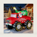 DomKom 7FT Christmas Inflatable Blow Up Decorations, Santa Claus Drive Monster Truck with Christmas Tree, Built-in LEDs for Holiday Party, Garden, Lawn, Yard, Patio Décor