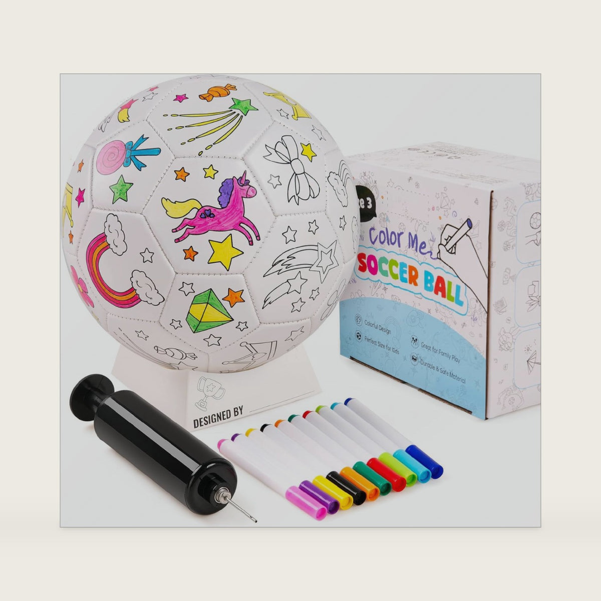 ZOOJOY Color Your Own Soccer Ball, Unicorn Art Craft Kit, Girls Boys Gifts