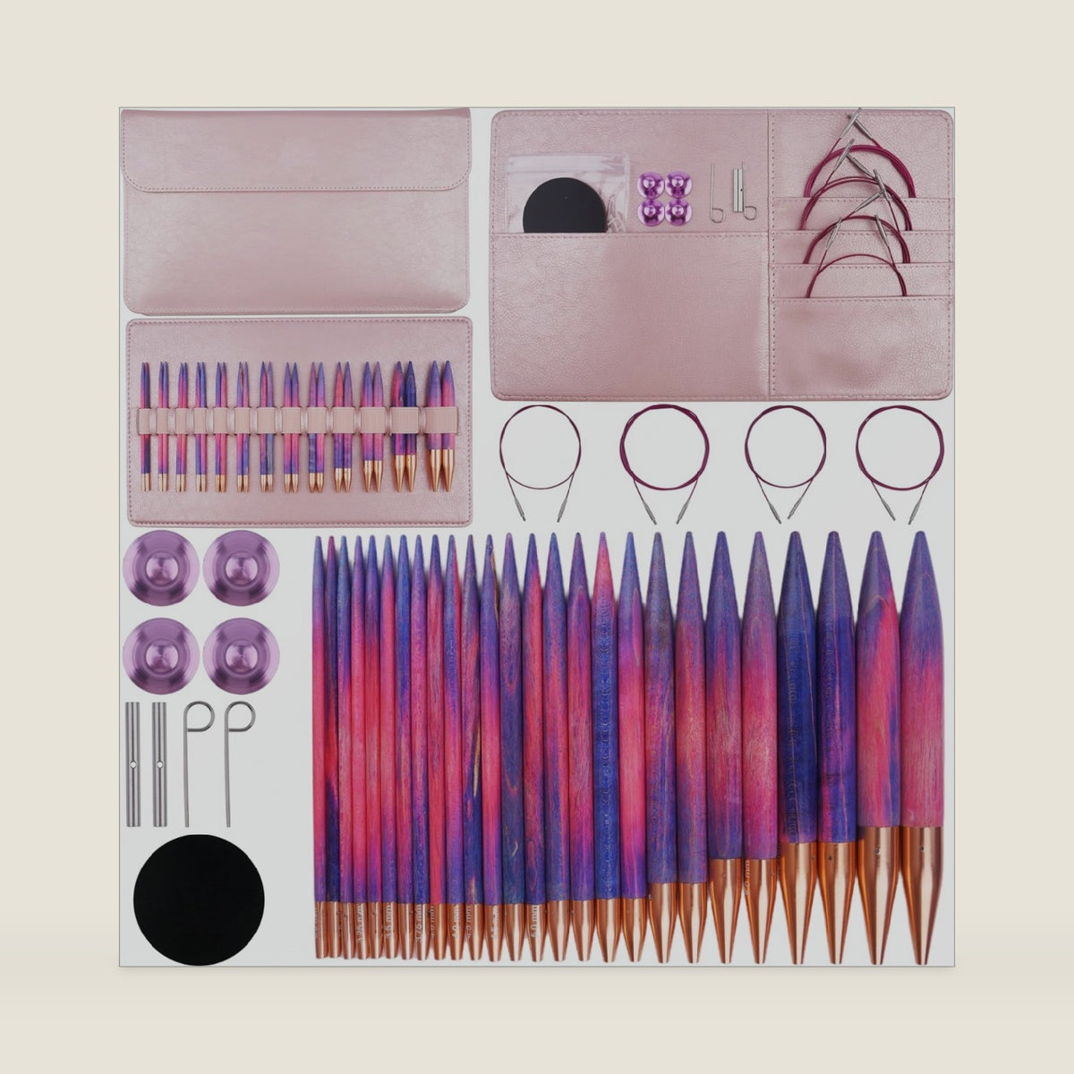 WAZAIGUR Circular Interchangeable Wooden Knitting Needles Set with Case