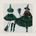 Fairytale Witch Cute Witch Costume Deluxe Set with Broom Hat Cloak Tutu Skirt for Teens Adult