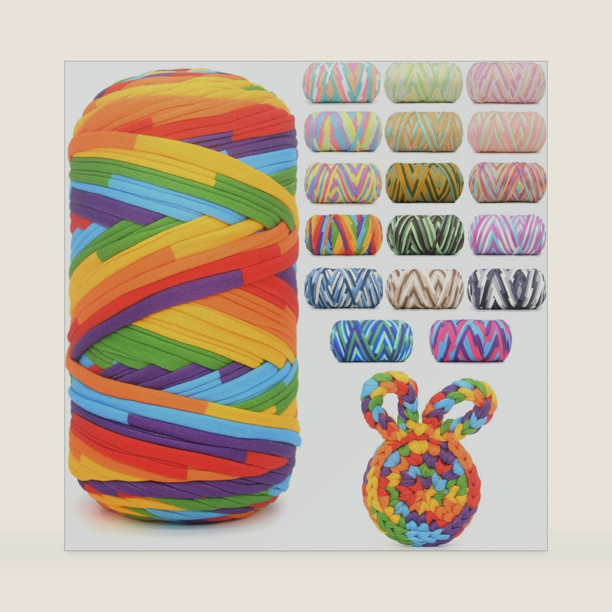 400g Tshirt Yarn for Crochet,Rainbow T Shirt Soft Elastic Fabric Chunky Thick T-Shirt Crochet Yarn for Crocheting Knitting Beginner Hand Knitting for Bag/DIY Craft/Home Decor-Bright Rainbow