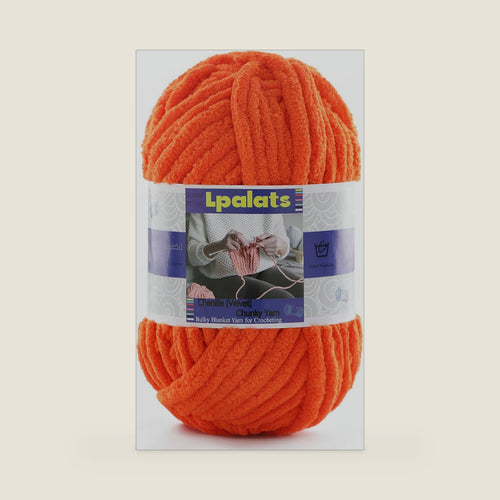 #6 Super Bulky Blanket Orange Yarn - Chunky Chenille Yarn for Crocheting