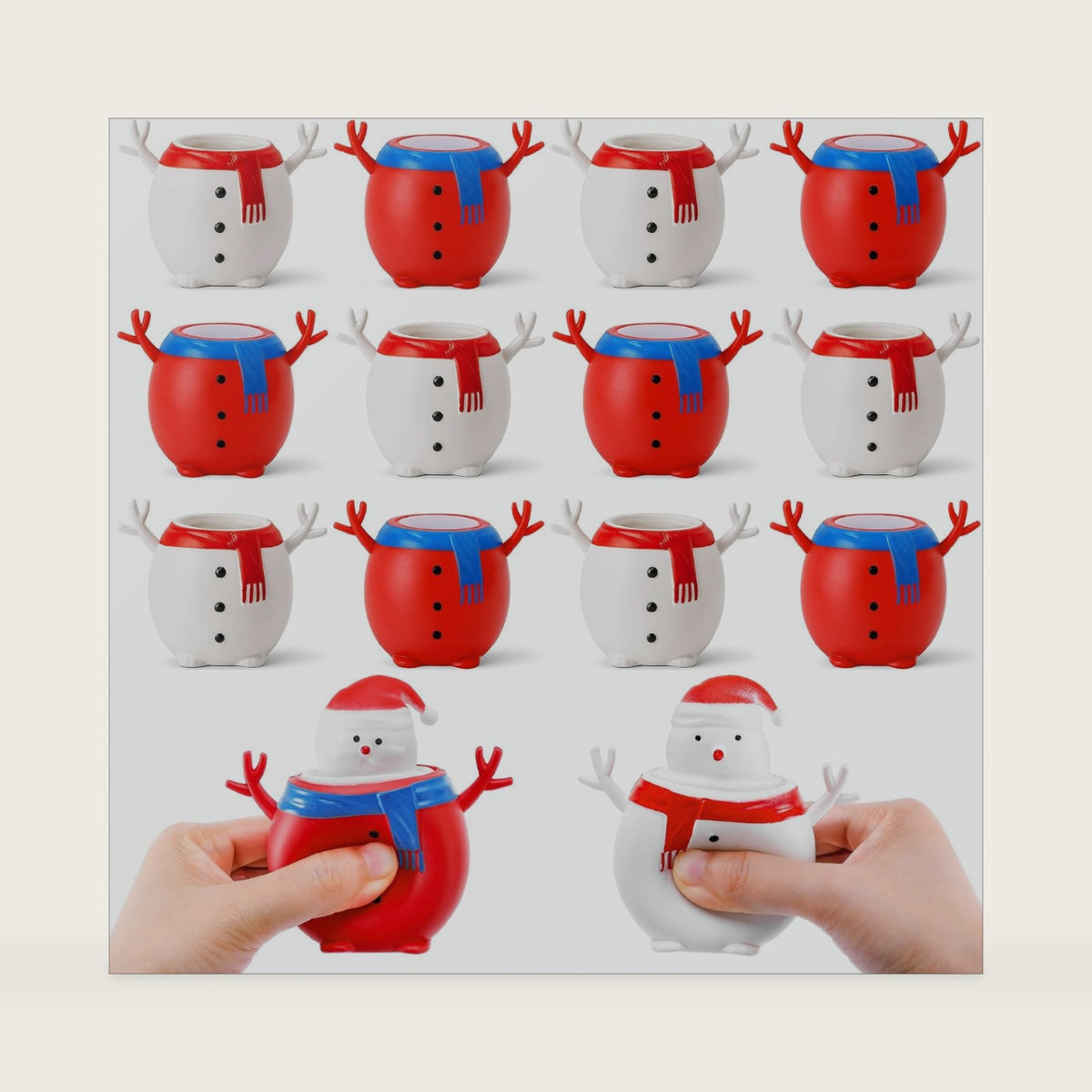 RunNico 12 Pack Christmas Snowman Squeeze Sensory Toy, Santa Claus Squishy Fidget Toys, Stretchy Christmas Snowman Relieve Stress Ball for Holiday Decoration Party Favors Adult Anxiety Relieve