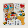 59Pcs Kids Tool Set with Electric Drill, Montessori Wooden Toys Kit