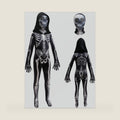 BanKids Halloween Skeleton Costume Kids Scary Skeleton Jumpsuit Onesie Dress up with Hood and Mask 3-10Years