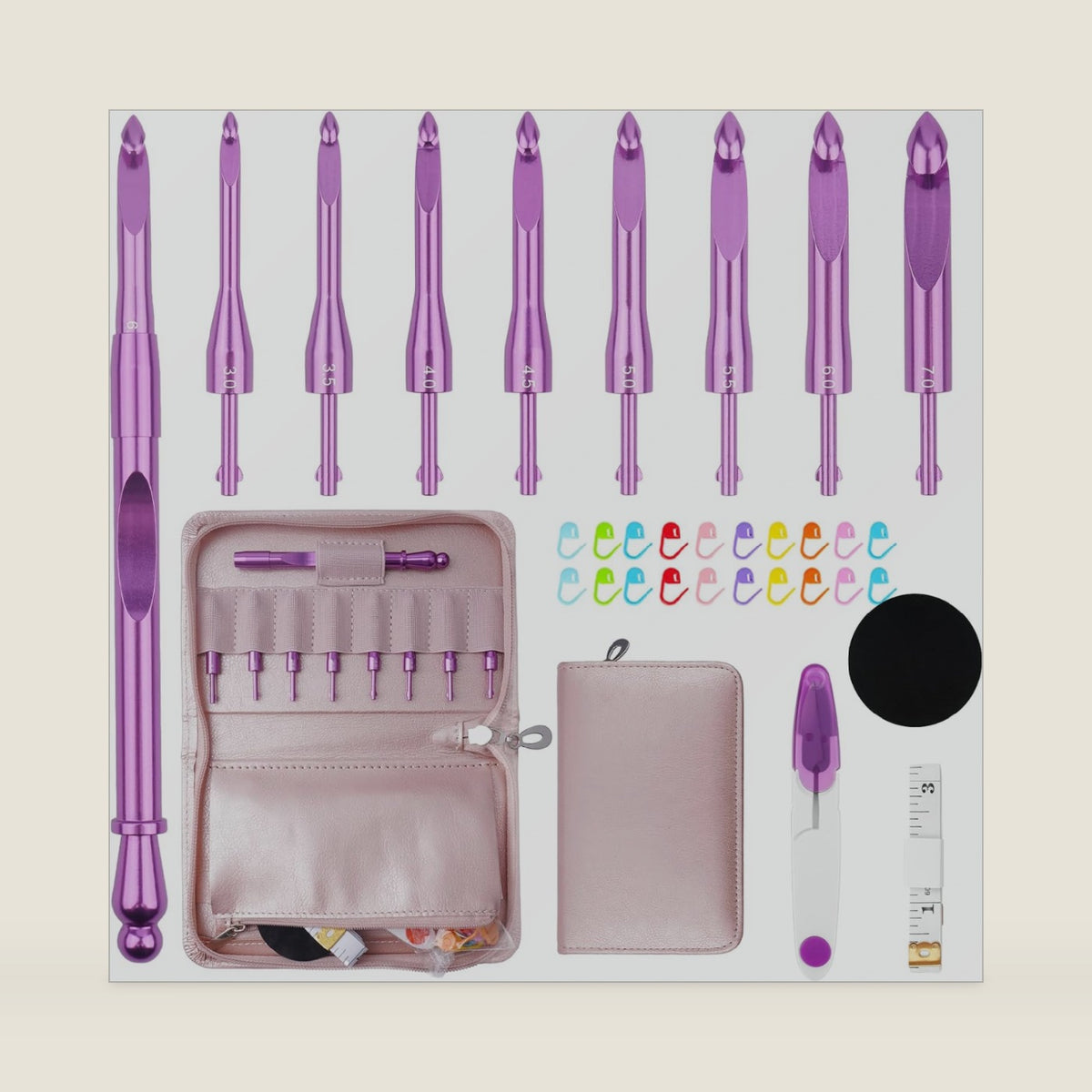 BsHooker Interchangeable Inline Crochet Hook Set with Storage Case 3mm-7mm