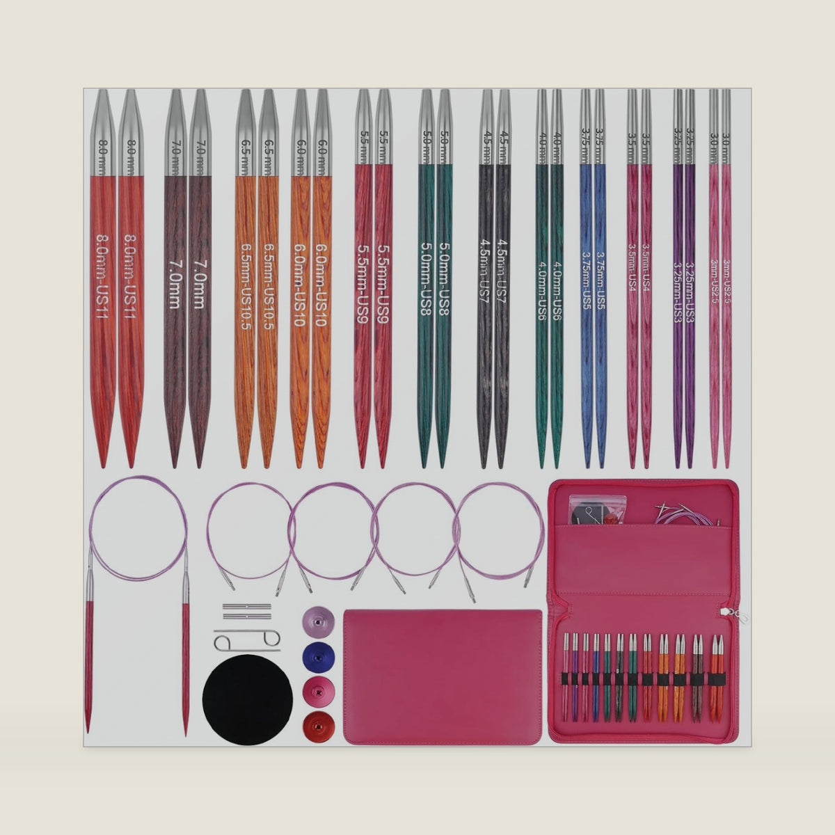 Weabetfu Interchangeable Knitting Needle Set Birch Wood Circular Needles