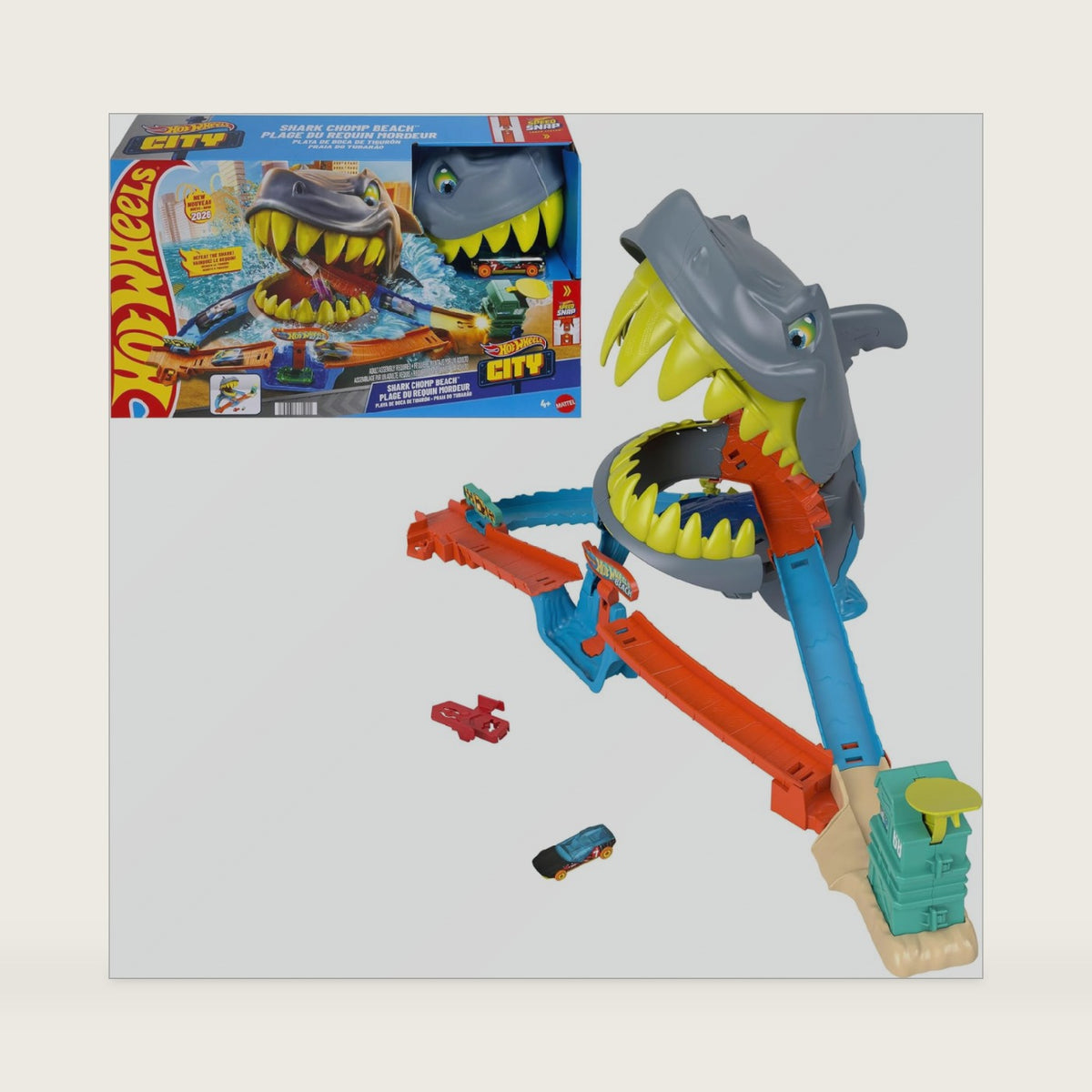Hot Wheels City Shark Chomp Beach Playset & 1:64 Scale Toy Car