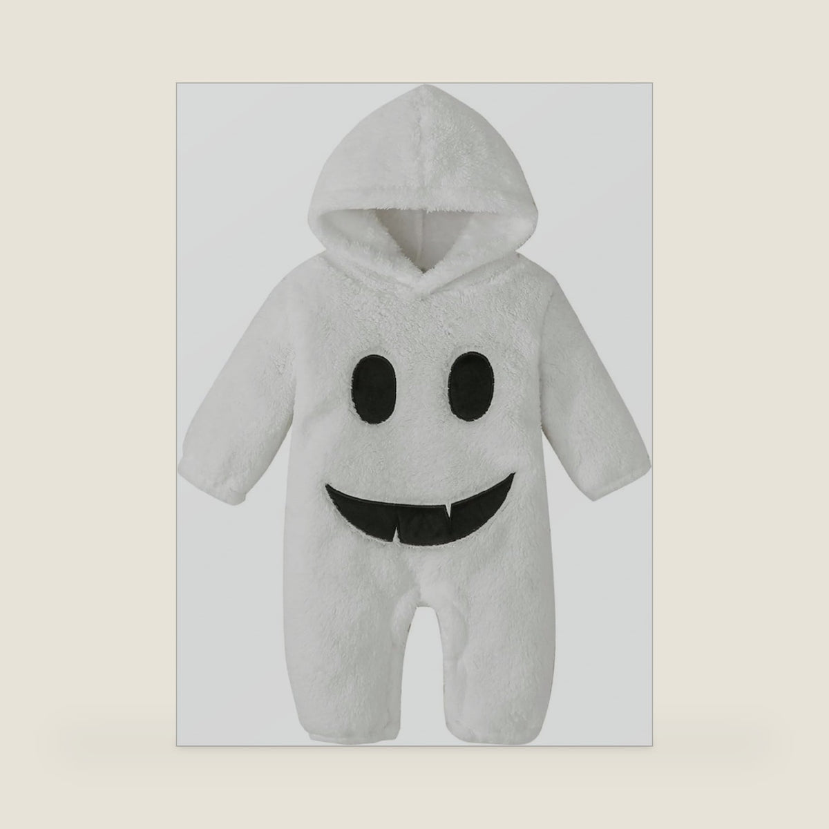 Newborn Baby Girl Boy Halloween Outfit Ghost Costume White Fleece Romper Jumpsuit Hooded hat