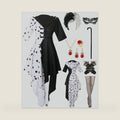 Minggo 9pcs Women Black and White Dalmatian Costume Dress Up Full Set with Wig for Halloween Cosplay