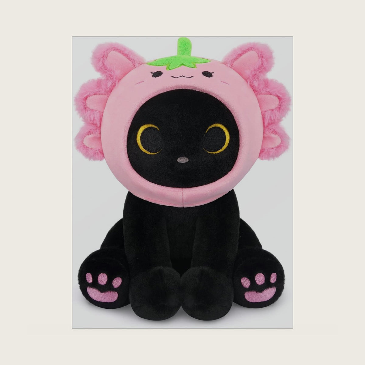 Axolotl Plush Toys, 8inch Axolotl Black Cat with Hood
