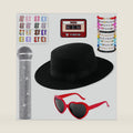 16 Pcs Halloween Singer Costume Accessories Set Black Hat Heart Sunglasses Singer for Cosplay Party Music Festival Concert