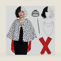 6 Pack Black White Dalmatian Shawl Suit, Women Halloween Dalmatian Costume with Glove for Adult