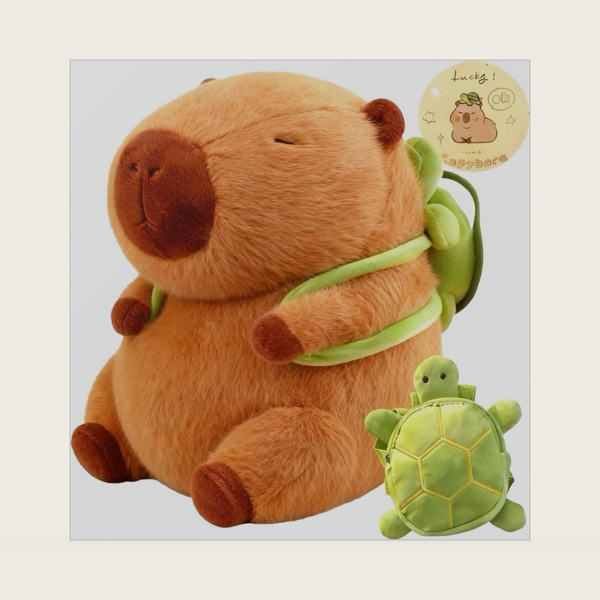Capybara Plush with Turtle Backpack, Capybara Stuffed Animal for Kids