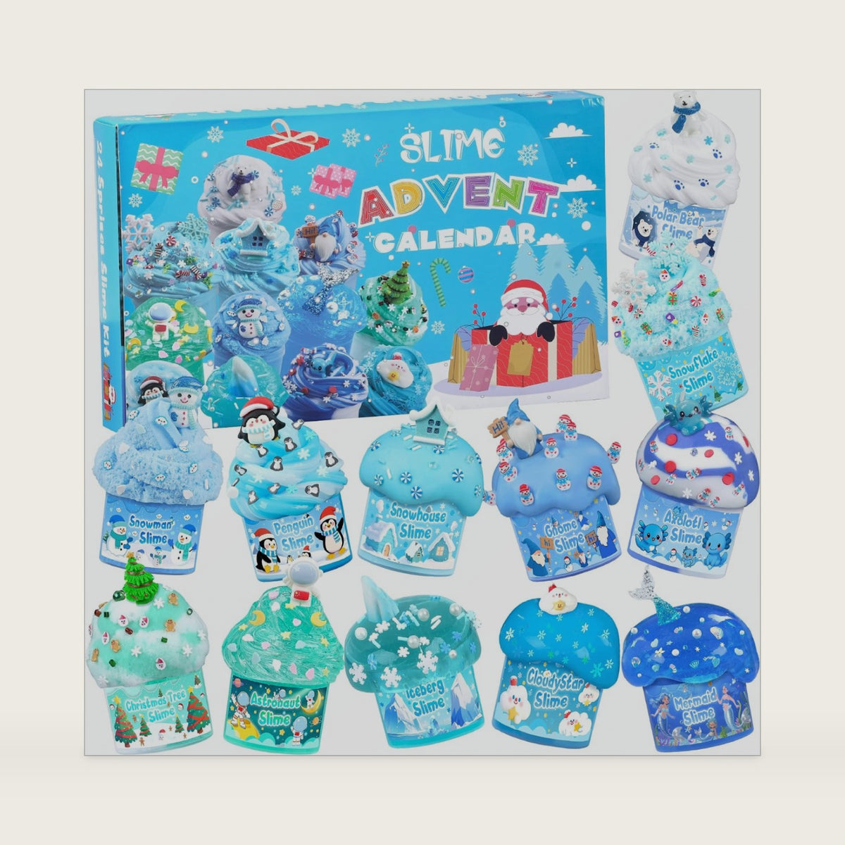 Advent Calendar 2026 Blue Squishy Slime Kit, 24-Day