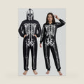 Halloween Skeleton Costume for Adults Full Body Jumpsuit with Hood and Face Print for Men Women One Piece Pajamas
