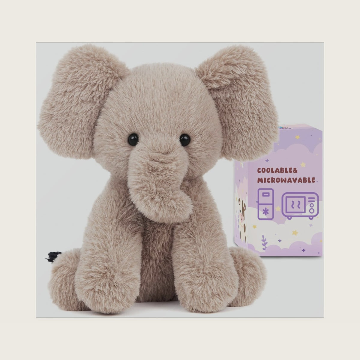 Easfan Weighted Elephant Stuffed Animal Microwavable Plush Toy for Kids 12"