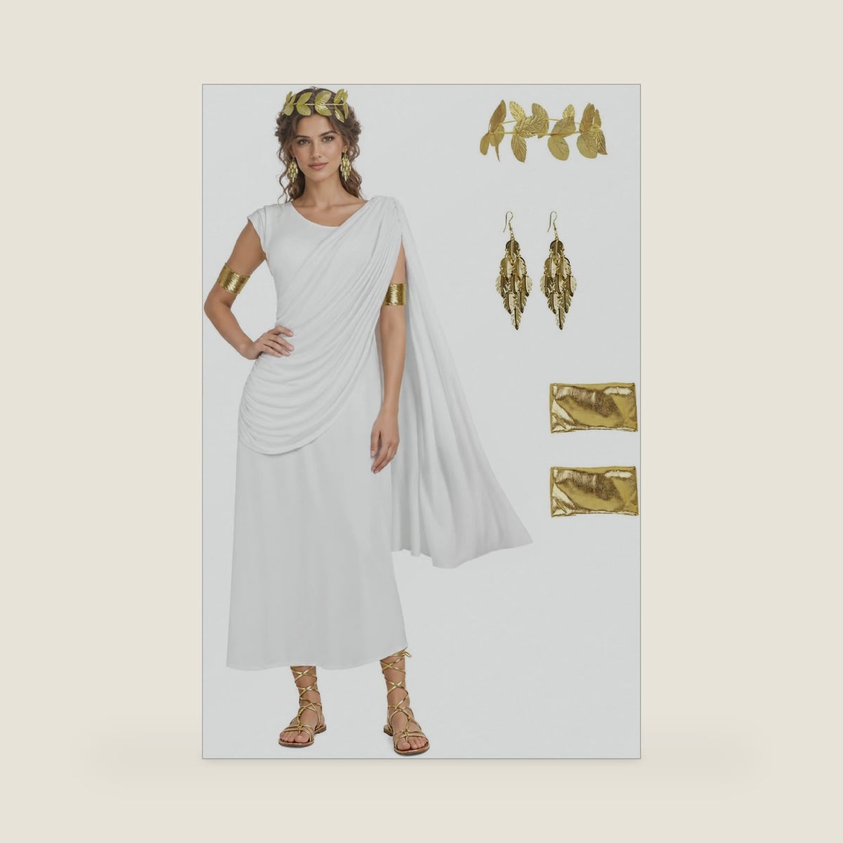 UQJE Womens Greek Toga Costume Set, Roman Goddess Dress Halloween