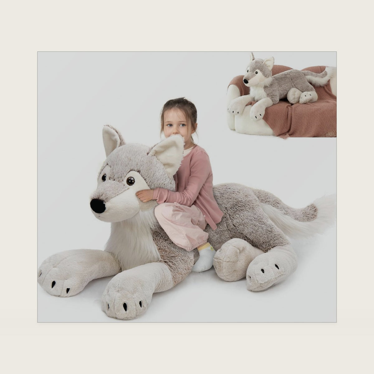 MaoGoLan 47" Wolf Stuffed Animal for Boy, Giant Wolf Plush Toy for Girl
