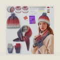 Complete Knitting Kit for Beginners, Scarf, Hat & Gloves, Amethyst Ombre