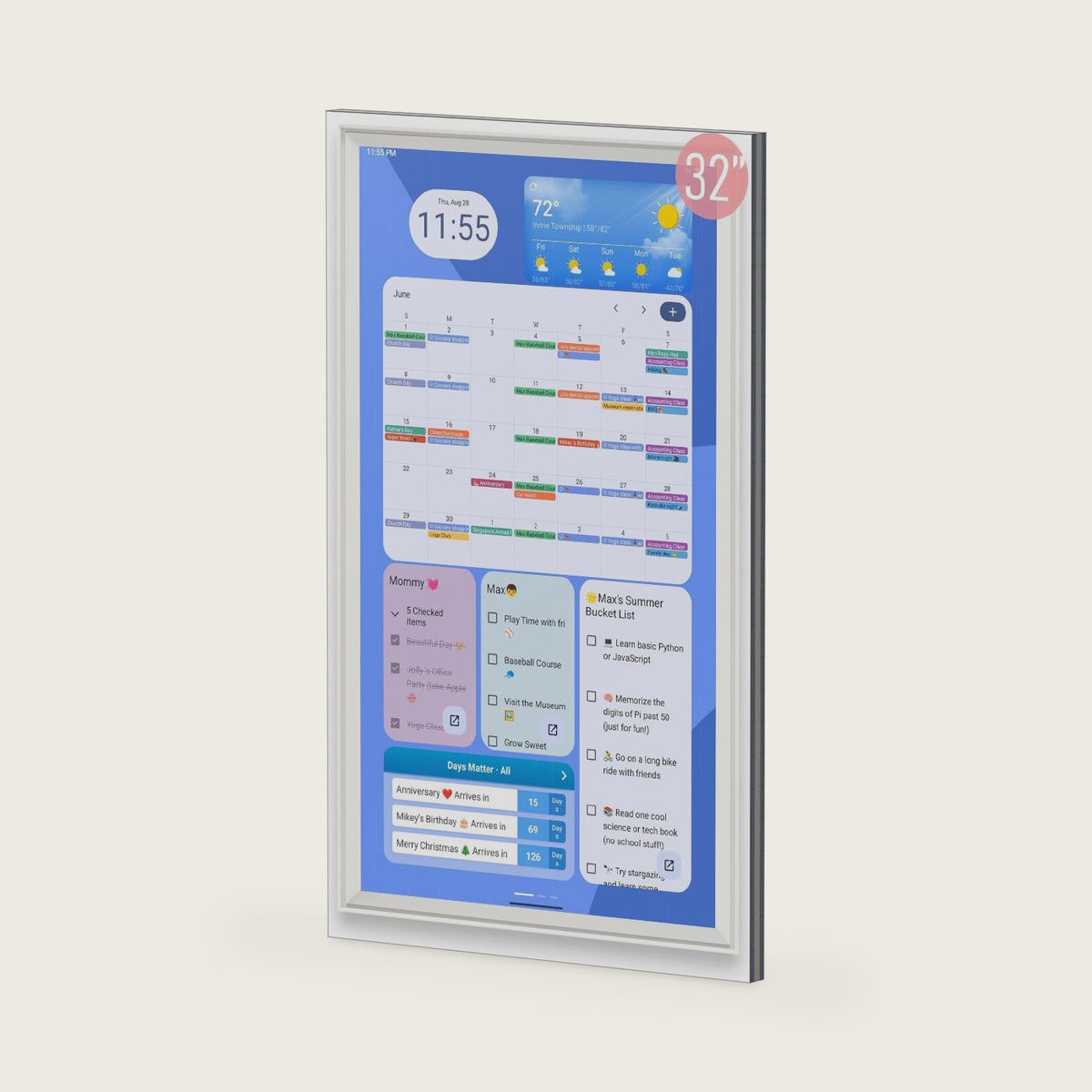 Digital Calendar Wall Touch Screen, Wall Calendar, (24/32 Inch Smart Digital Calendar Family Schedules, Meal Planning, Business Chore Chart/) (32 Inch)
