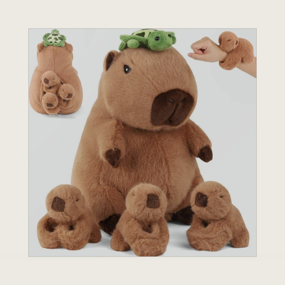 Youthfuljive 5 in 1 Capybara Plush Toys 12.8" Mommy Capybara Stuffed Animal with 3 Babies Capibaras Peluches Inside Soft Stuffed Capybara Pillow Plushies for Kids Christmas Birthday Gifts Party Decor