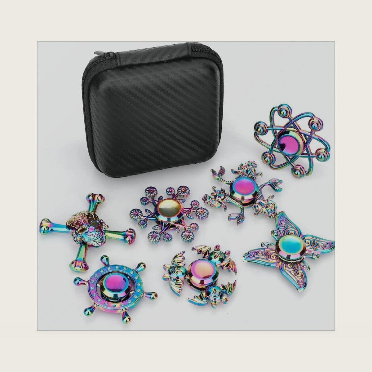 7 Pack Rainbow Fidget Spinners Pack Stress Relief Toys for Kids Adults, Hand Spinner Metal Fidget Bulk Set Desk Toy for Focus, Cool Small Gadget Novelty Christmas Stuffer Birthday Gifts Party Favor