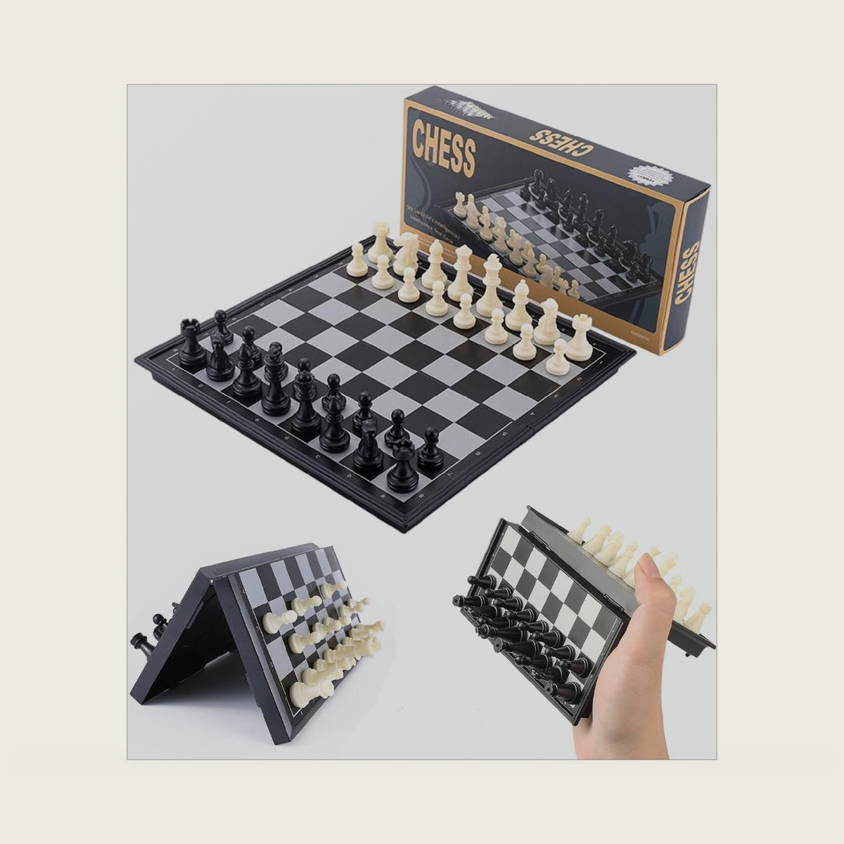 Chess Set Magnetic, Small Board Games, Portable Travel Chess, 9.5 Inch
