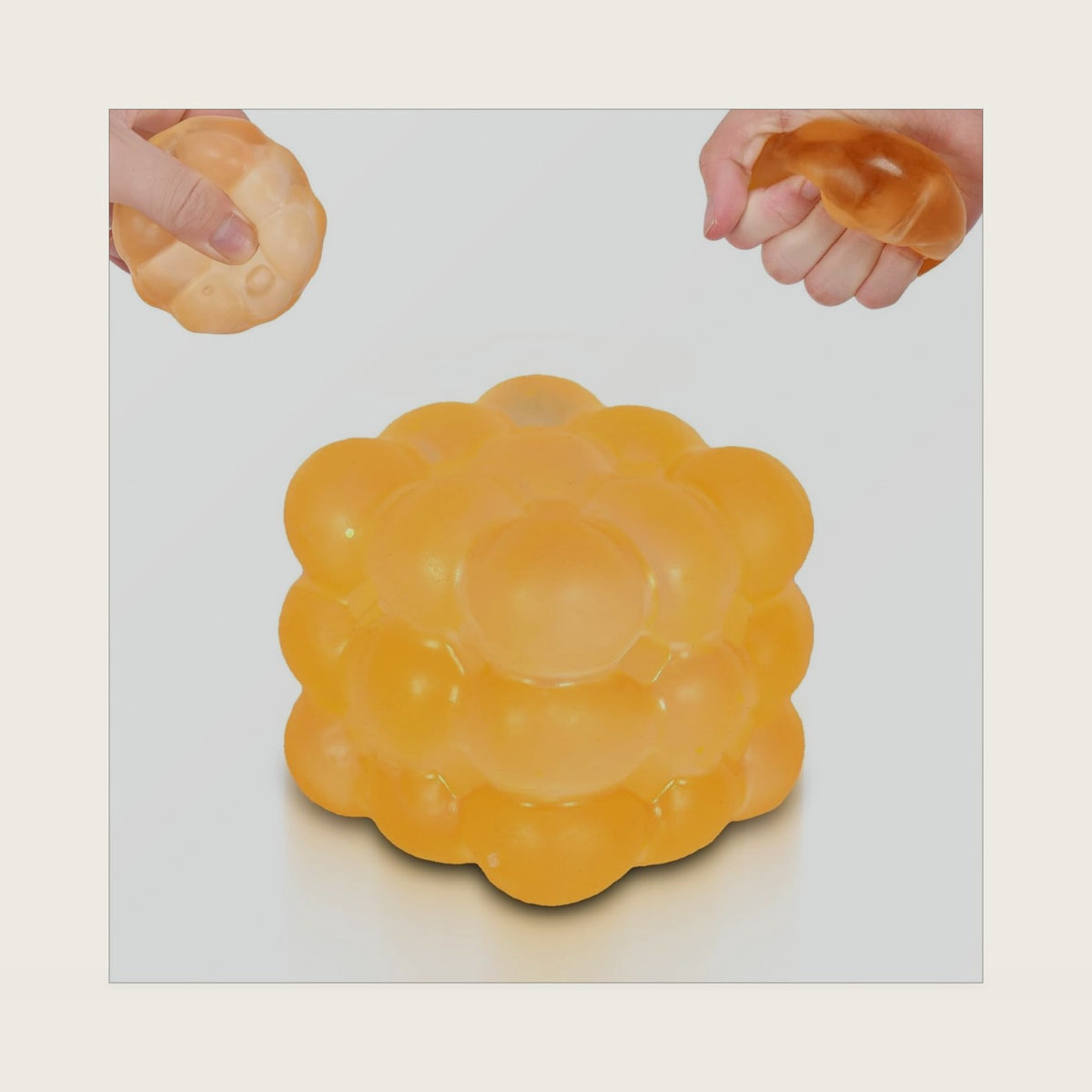Squishy Cube Squishy Fidget Toy, Standard Size 1.96 in Stress Ball for Adults and Kids, Puffwize Soft Textured Sensory Toy with Irregular Shape for Anxiety Relief and Improving Focus(Yellow)