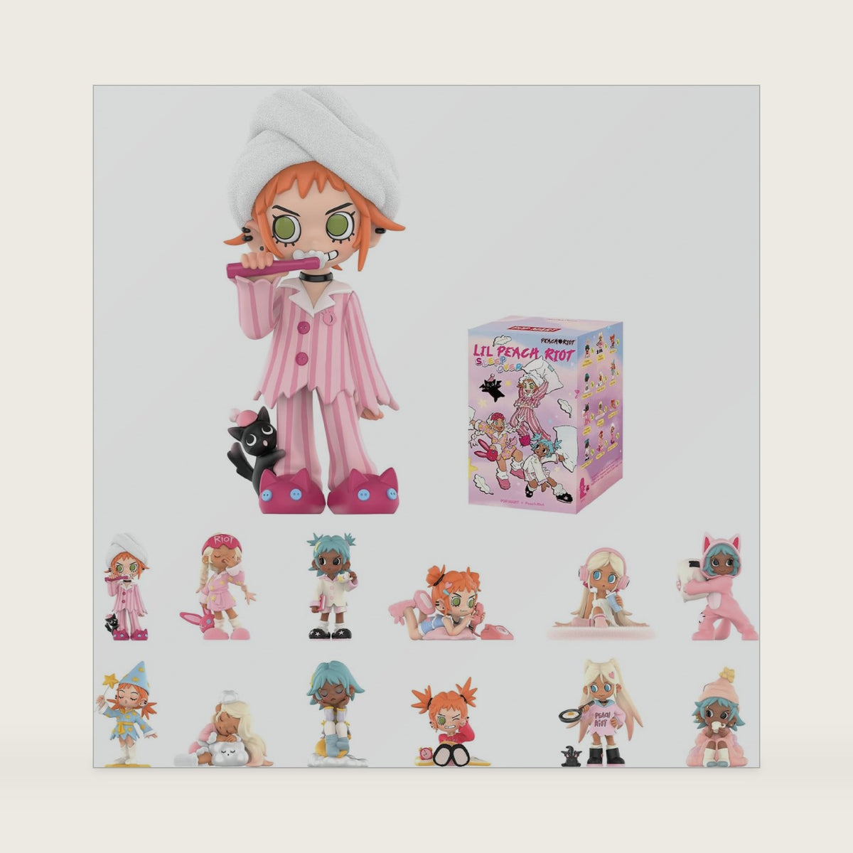POP MART Lil Peach Riot Sleepover Series Blind Box Figures, Random Design Action Figures Collectible Toys Home Decorations, Holiday Birthday Gifts for Girls and Boys, Single Box