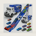 Transport Truck Toys for 3 4 5 6 7 Years Old Boys,Toys Cars Track Set Transporter Trucks with 12 Die-Cast Car Toys 2 Race catapults Dual-Track Model,Toddler Car Toy Set for Kids Boys Girls