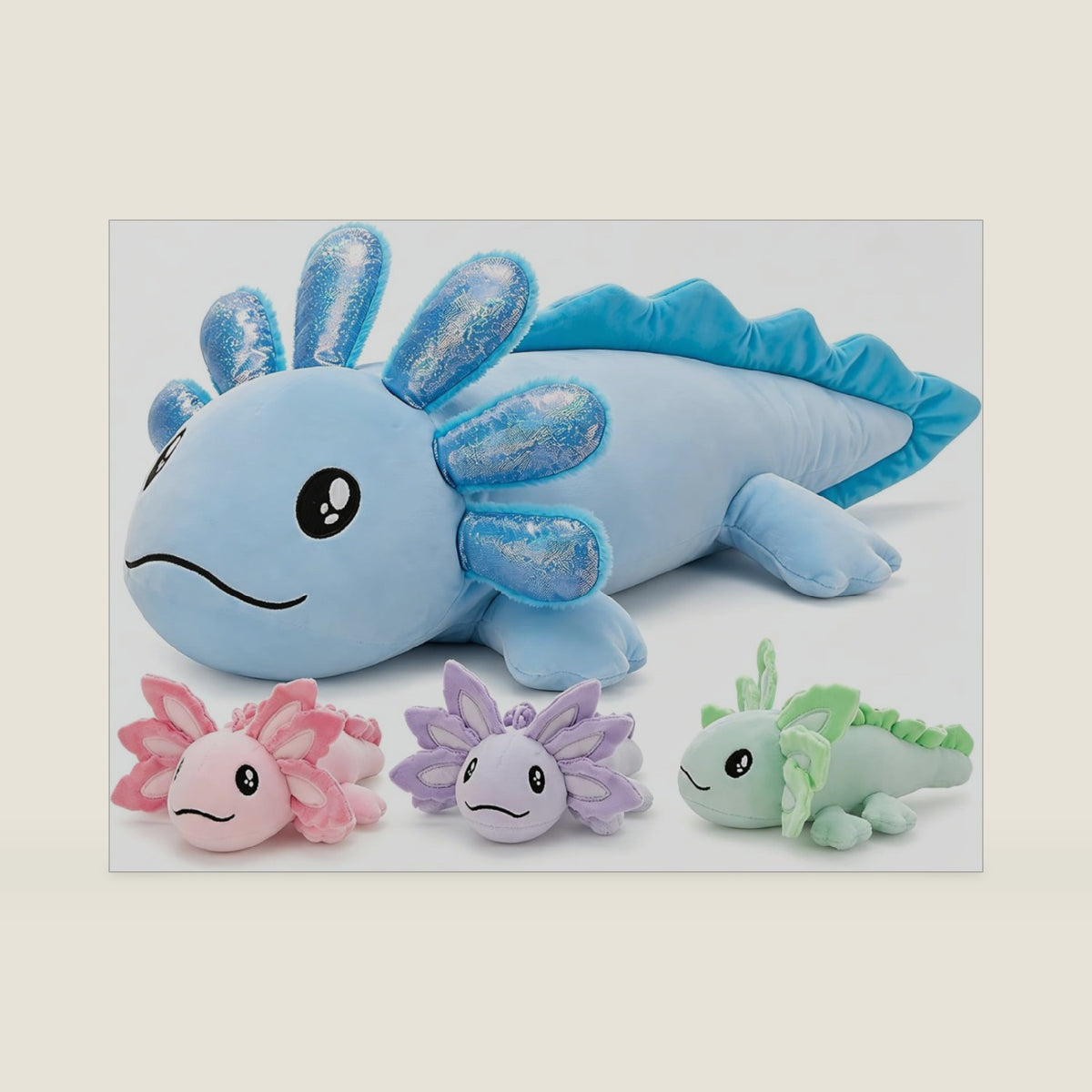 MaoGoLan Giant Blue Axolotl Plush with Babies, 33" Axolotl Stuffed Animal