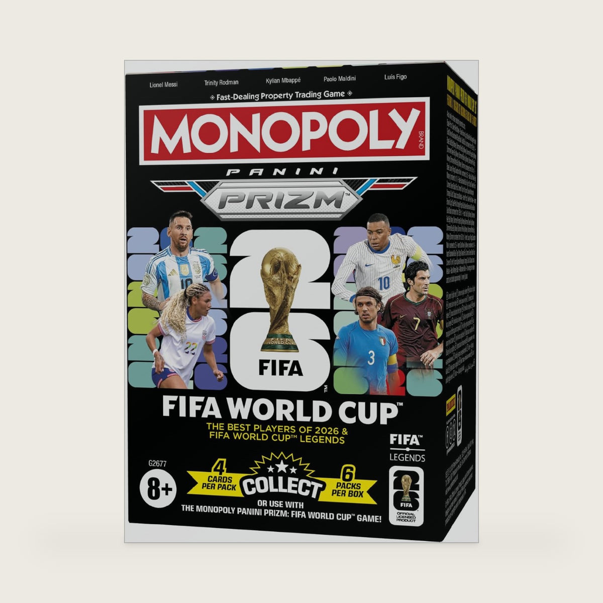 Monopoly Panini Prizm: FIFA World Cup Trading Cards Booster Box | Current Stars and Legends | 2+ Players, Ages 8+ | Gifts for Soccer Fans