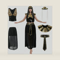 MCJC Egyptian Queen Costume, Black and Gold Goddess Dress, Women's Halloween Cleopatra Outfit with Collar, Belt and Headpiece