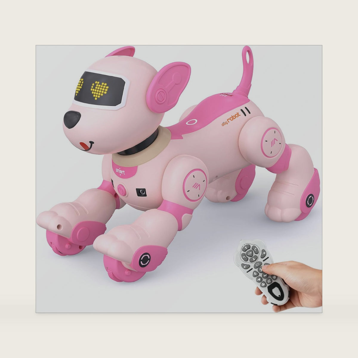 PRANITE Robot Dog, Programmable Remote Control Dog Toy for Kids with One-Key Following, Voice Control, Touch, Dance, Sing, Smart RC Stunt Puppy Toy Gift for Boys Girls (Pink)