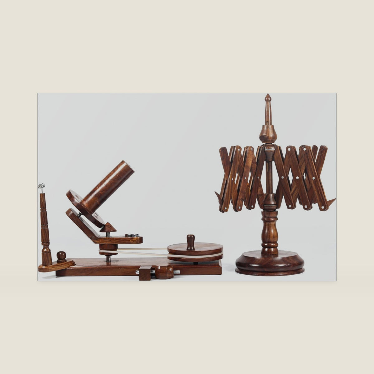 Mars Exports Wooden Yarn Winder with Swift – Manual Yarn Ball Winding Tool for Knitting and Crocheting – Combo Kit (Winder + Swift Rosewood)