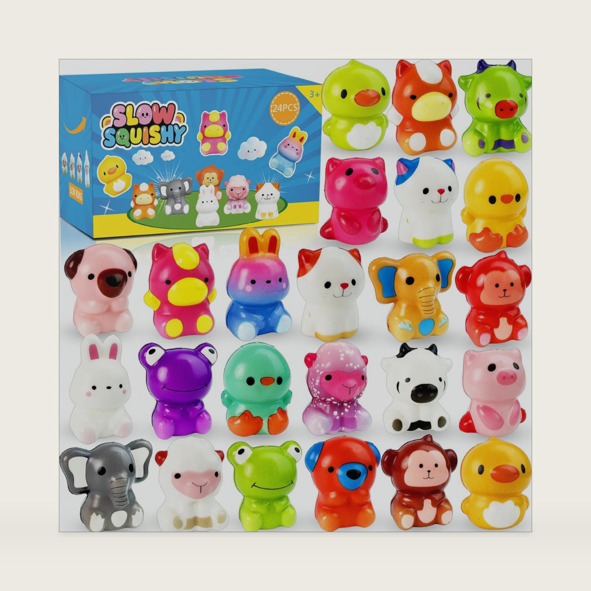 24PCS Animal Squishy Toys, Slow Rising Squishy Stress Fidget Toys,Squishies Party Favors for Adult, Treasure Chest Prizes, Classroom Prizes Christmas Party Favors,Stocking Stuffers Gifts
