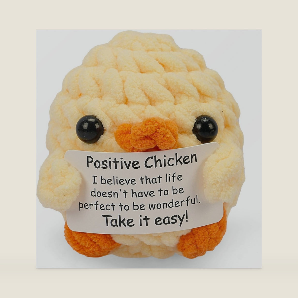 Beeboy Positive Crochet Animals Chicken - Emotional Support Crochet Gifts, Funny Knitting Ornament Stuff, Crochet Advent Calendar Toy for Lovers Friends, Inspirational Amigurumi Doll