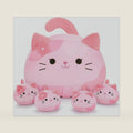 5 PCS Pink Sakura Cat Plush Stuffed Animal Family-19" Soft Pink Sakura Cat Plush, Large Mommy Plushies with 4 Baby Kittens Plushies, Kawaii Plush Toy Christmas Birthday Gifts for Kids Boys Girls