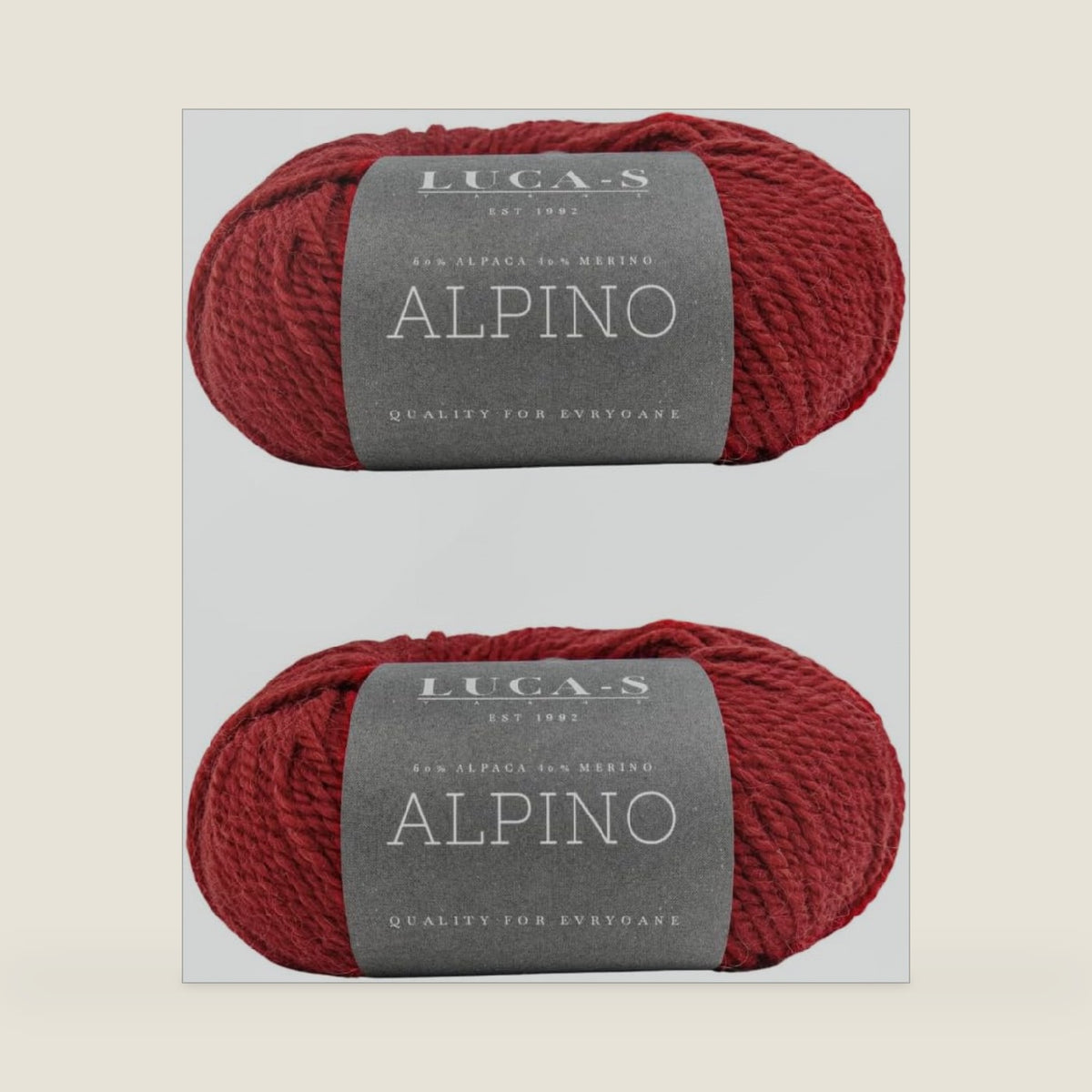 Luca-S ALPINO - Alpaca & Merino Yarn – 2 Skeins of Super Soft Aran Weight Yarn for Knitting & Crochet, 3.5 oz (100g), 164 yds (150m) Total, 60% Alpaca / 40% SF Merino