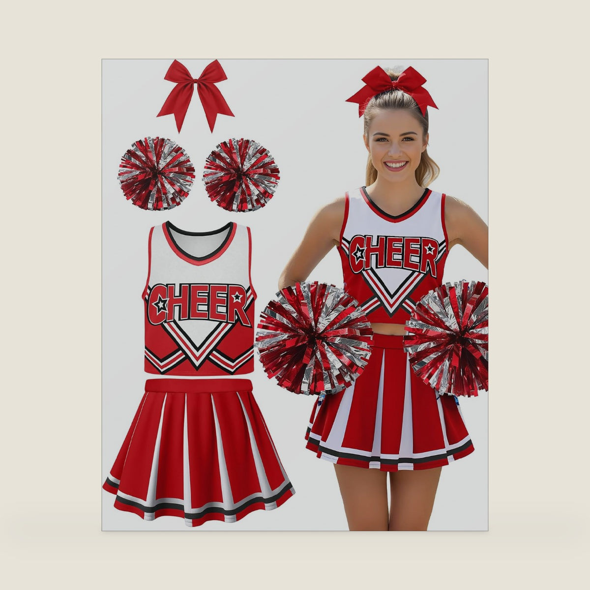 JenPen Women's Cheerleader Costume Halloween Cheerleading Outfit