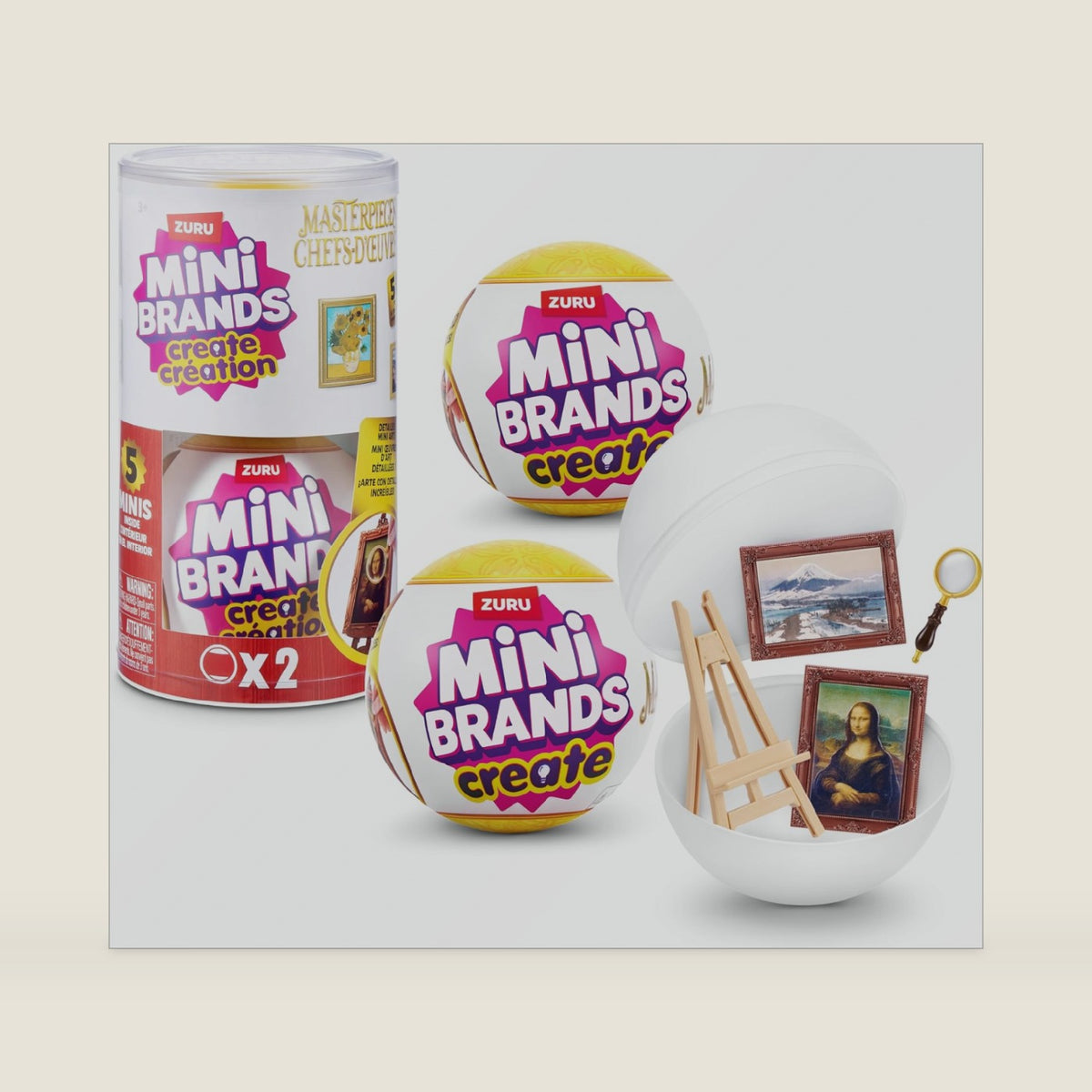 Mini Brands Create Mini Masterpieces Series 1, Capsule 2 Pack by ZURU, Real Miniature Masterpiece Creations Collectible Toy